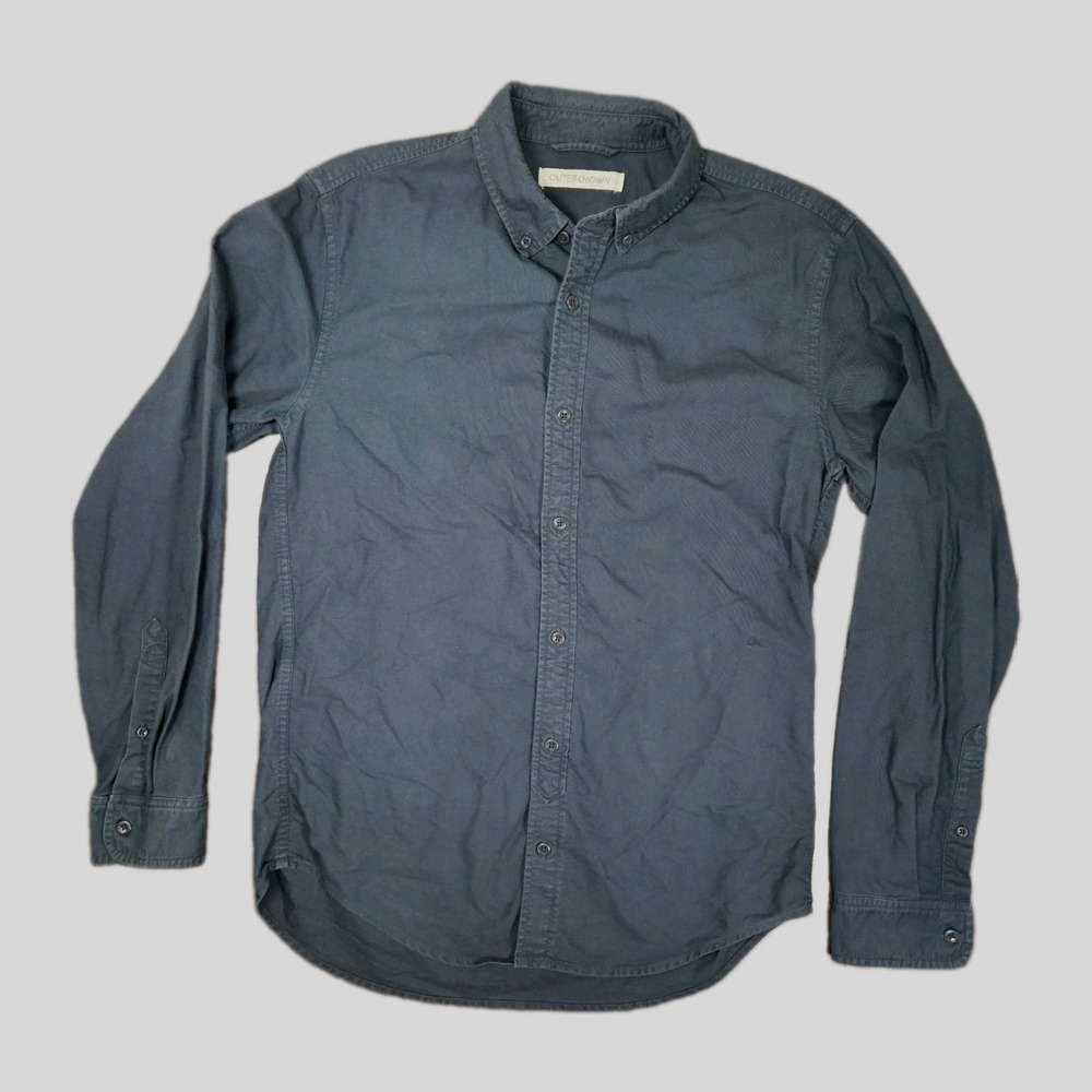 Outerknown Mens Small Navy Blue Organic Cotton Long Sleeve Button Down Shirt